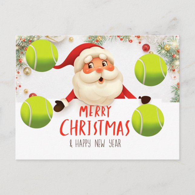 Cartes Pour Fêtes Annuelles Tennis Joyeux Noël avec balle de tennis (Devant)