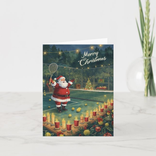 Cartes Pour Fêtes Annuelles Tennis  Merry Christmas  Santa Claus in the court (Devant)