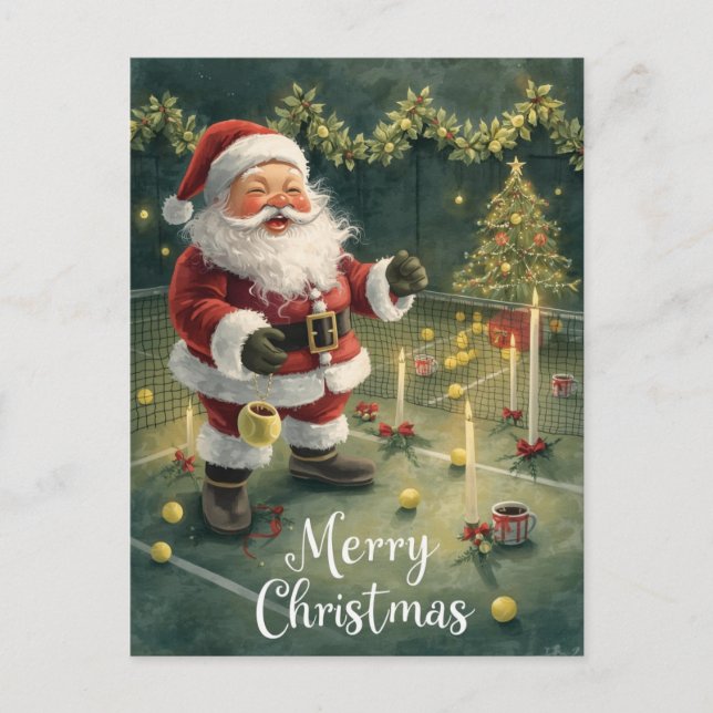 Cartes Pour Fêtes Annuelles Tennis  Merry Christmas  Santa Claus in the court (Devant)