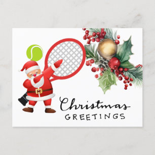 Cartes Pour Fêtes Annuelles Tennis Noël avec aquarelle raquette