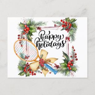 Cartes Pour Fêtes Annuelles Tennis Noël avec aquarelle raquette