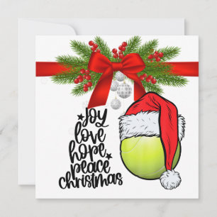 Cartes Pour Fêtes Annuelles Tennis Noël avec balle de tennis et Santa hat H