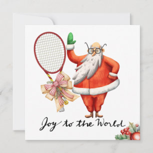 Cartes Pour Fêtes Annuelles Tennis Noël avec raquette et couronne de Noël