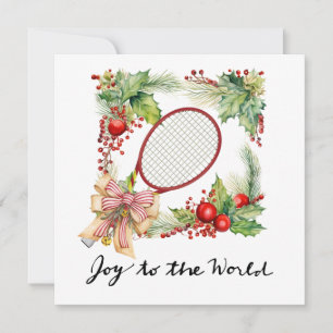 Cartes Pour Fêtes Annuelles Tennis Noël avec raquette et couronne de Noël