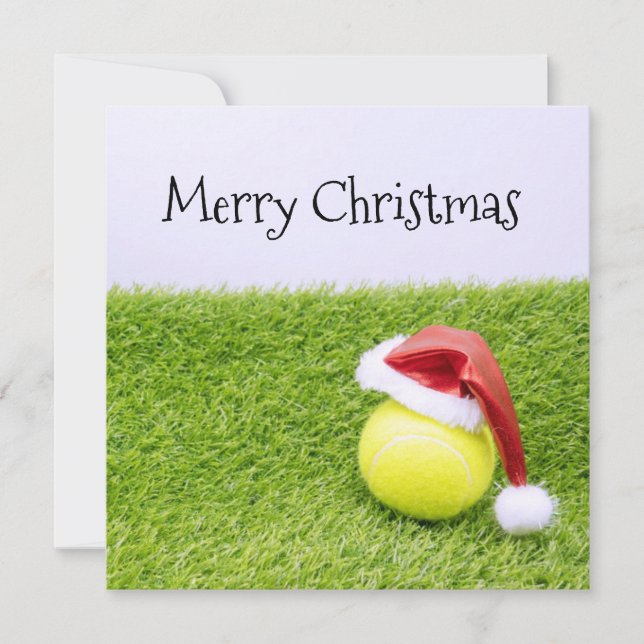 Cartes Pour Fêtes Annuelles Tennis Noël & tennis balle et Santa hat (Devant)
