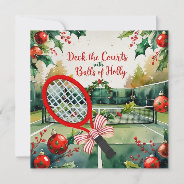 Cartes Pour Fêtes Annuelles Tennis Racket thème de Noël (Devant)
