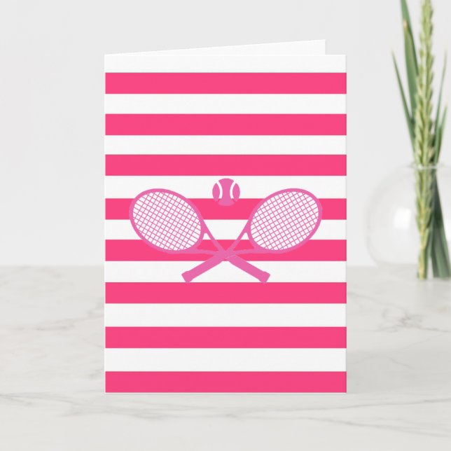Cartes Pour Fêtes Annuelles Tennis rose de Preppy (Devant)