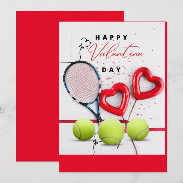 Cartes Pour Fêtes Annuelles Tennis Saint-Valentin avec AMOUR pour Joueur (Devant / Derrière)
