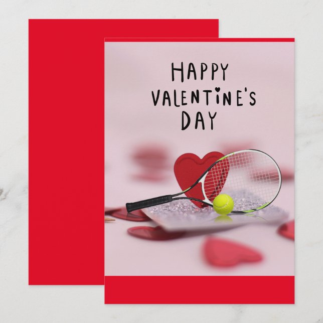 Cartes Pour Fêtes Annuelles Tennis Saint-Valentin avec AMOUR pour Joueur rouge (Devant / Derrière)