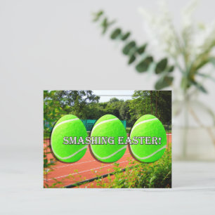 Cartes Pour Fêtes Annuelles Tennis Smashashing Pâques avec balle de tennis Oeu