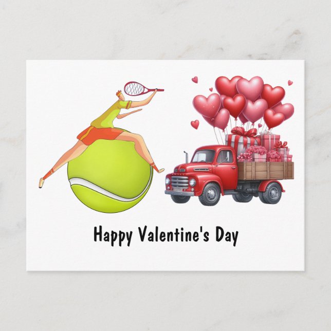 Cartes Pour Fêtes Annuelles Tennis Valentine's Day with Hearts Love (Devant)