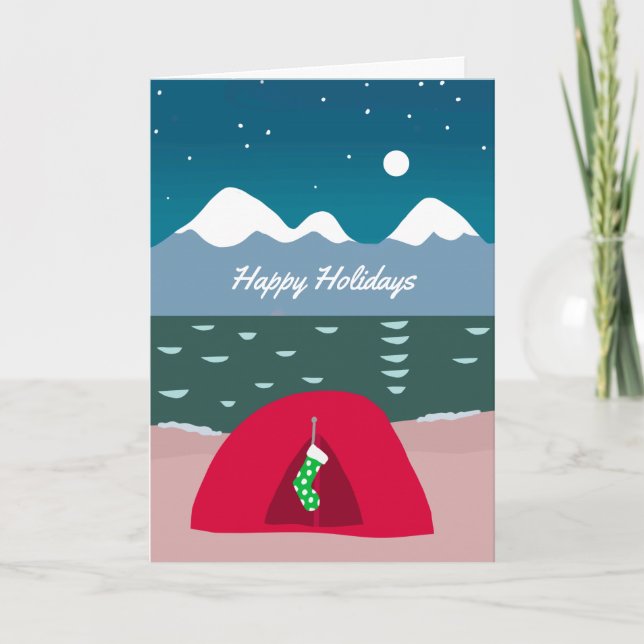 Cartes Pour Fêtes Annuelles Tente rouge avec réserve de Noël (Devant)