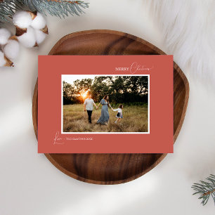 Cartes Pour Fêtes Annuelles Terracotta Retro Boho minimaliste photo et lettre