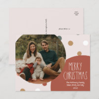 Terracotta Rouge Boho Polka Dot Christmas One Phot