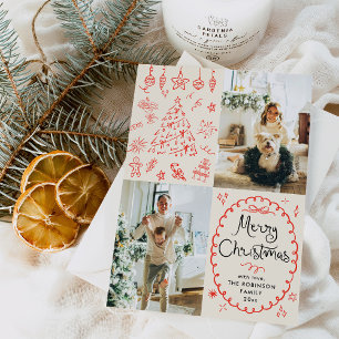 Cartes Pour Fêtes Annuelles Terre Boho Main tirée Joyeux Noël 2 Photo