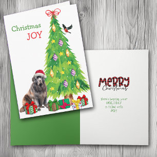 Cartes Pour Fêtes Annuelles Terre-Neuve Chien, Oiseau et Arbre de Noël