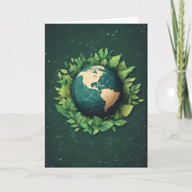 Cartes Pour Fêtes Annuelles Terre planète verte (Devant)
