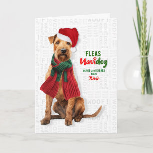 Cartes Pour Fêtes Annuelles Térrier du Lakeland Chien Drôle Puces Navidog avec