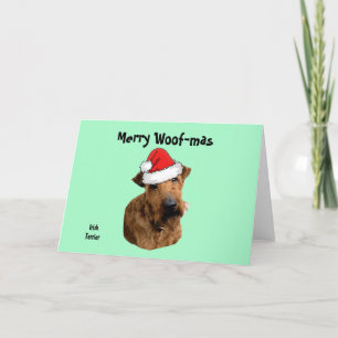 Cartes Pour Fêtes Annuelles Terrier Irlandais avec un chapeau de Père Noël  
