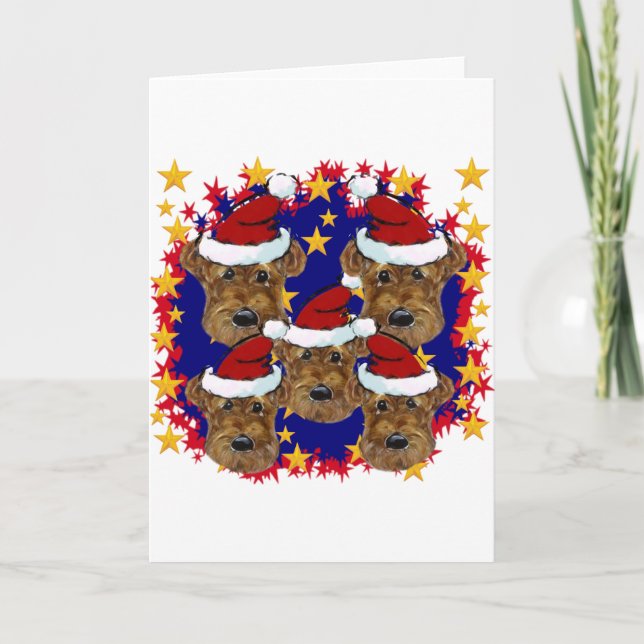 CARTES POUR FÊTES ANNUELLES TERRIERS AIREDALE (Devant)