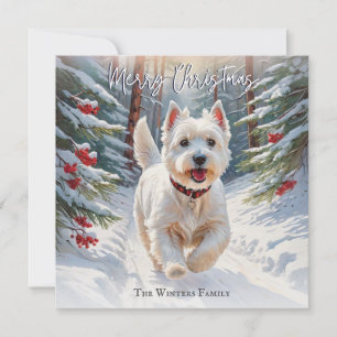 Cartes Pour Fêtes Annuelles Tervier West Highland Terrier dans la neige Noël