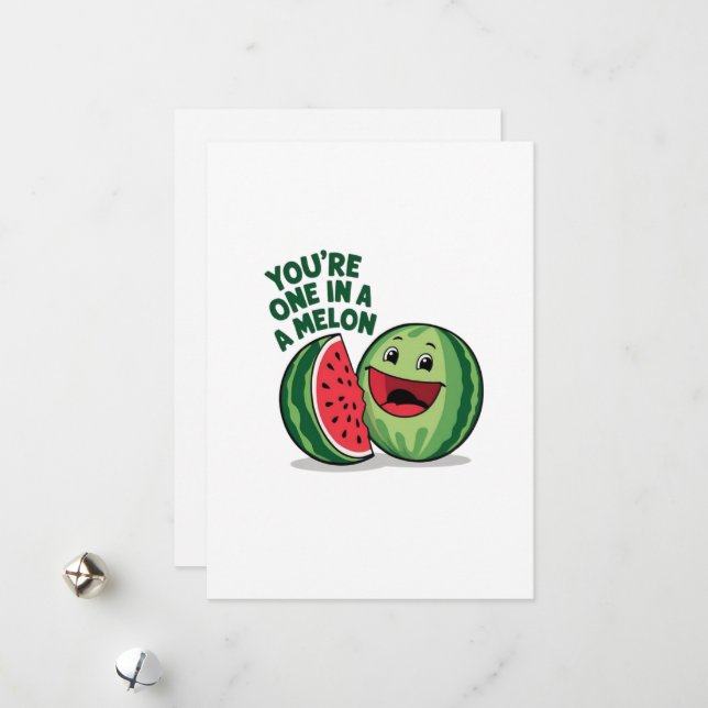 Cartes Pour Fêtes Annuelles T'es unique comme un melon (Devant/Arrière en situation)