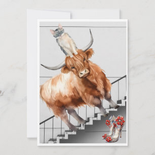 Cartes Pour Fêtes Annuelles Tête Au-Dessus Des Escaliers-Talons