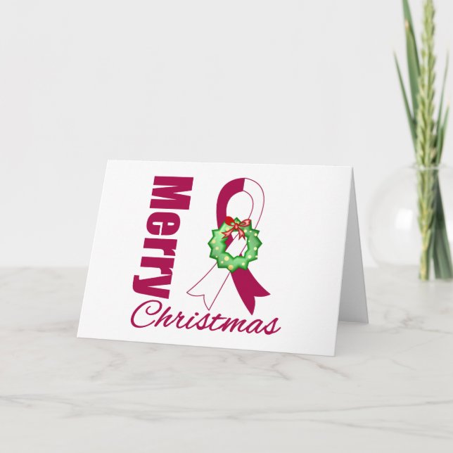 Cartes Pour Fêtes Annuelles Tête Cou Cancer Sensibilisation Joyeux ruban de No (Devant)