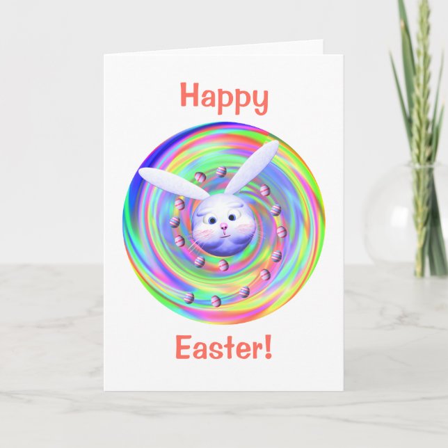 Cartes Pour Fêtes Annuelles Tête de lapin de Pâques (Devant)