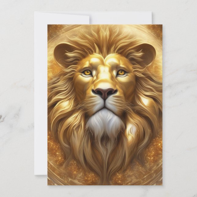Cartes Pour Fêtes Annuelles Tête de lion doré superbe (Devant)