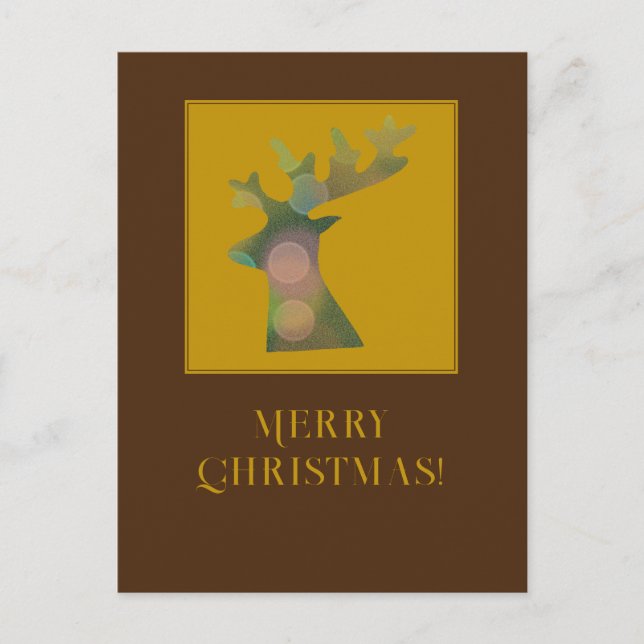 Cartes Pour Fêtes Annuelles Tête de rennes de Noël personnalisée Brown profond (Devant)