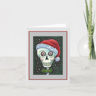 CARTES POUR FÊTES ANNUELLES TÊTE MORTE PÈRE NOËL SKULL, HUMOUR SKELETON DE NOË