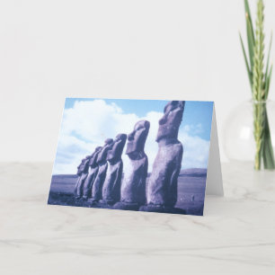 Cartes Pour Fêtes Annuelles Têtes de Moai d'île de Pâques