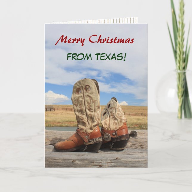 Cartes Pour Fêtes Annuelles Texas Christmas Cowboy Boot (Devant)