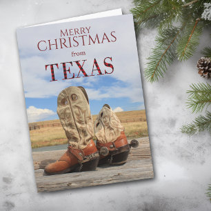 Cartes Pour Fêtes Annuelles Texas Cowboy Boot Christmas Card
