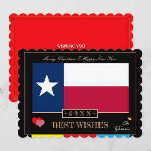 Cartes Pour Fêtes Annuelles Texas Flag & Bonne année /Meilleurs voeux USA