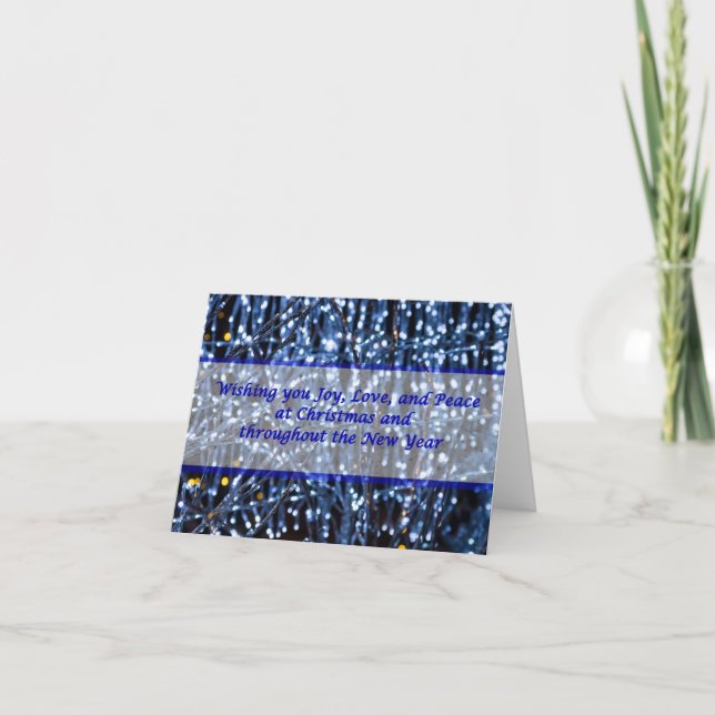 Cartes Pour Fêtes Annuelles Texte Abstrait des lumières bleues (Devant)