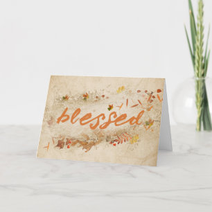 Cartes Pour Fêtes Annuelles Texte Béni Avec Feuilles Automnes
