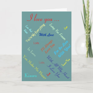 Cartes Pour Fêtes Annuelles texte d'amour romantique sur arrière - plan coloré