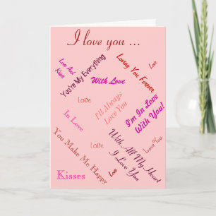 Cartes Pour Fêtes Annuelles texte d'amour romantique sur arrière - plan de cou
