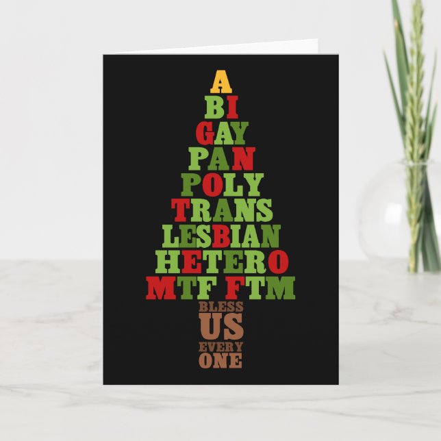 Cartes Pour Fêtes Annuelles Texte de l'arbre de Noël de la diversité (Devant)