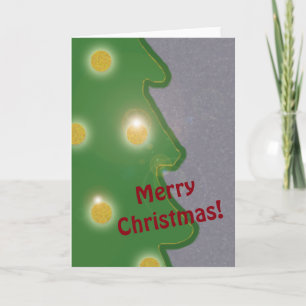 Cartes Pour Fêtes Annuelles Texte de l'arbre de Noël vert naïf