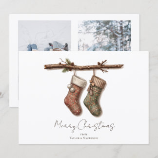 Cartes Pour Fêtes Annuelles Texte de photo de vacances de Noël rustique