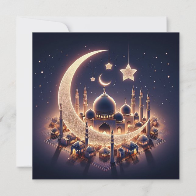 Cartes Pour Fêtes Annuelles Texte de vœux personnalisable Eid Moubarak Ramadan (Devant)