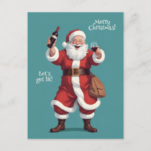 Cartes Pour Fêtes Annuelles Texte personnalisé amusant Drunk Père Noël