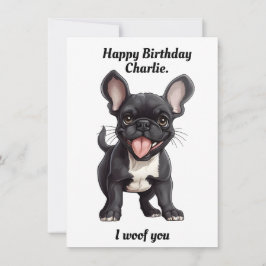 Cartes Pour Fêtes Annuelles Texte personnalisé, anniversaire Frenchie chiot an