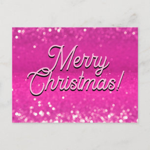Cartes Pour Fêtes Annuelles Texte personnalisé Bokeh Paillettes Rose Chaud