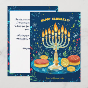 Cartes Pour Fêtes Annuelles Texte personnalisé Bouches Hanoukka Starlit
