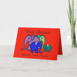 Cartes Pour Fêtes Annuelles Texte personnalisé Cartoon Elephant Famille Noël