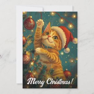 Cartes Pour Fêtes Annuelles Texte personnalisé de l'arbre de Noël rétro